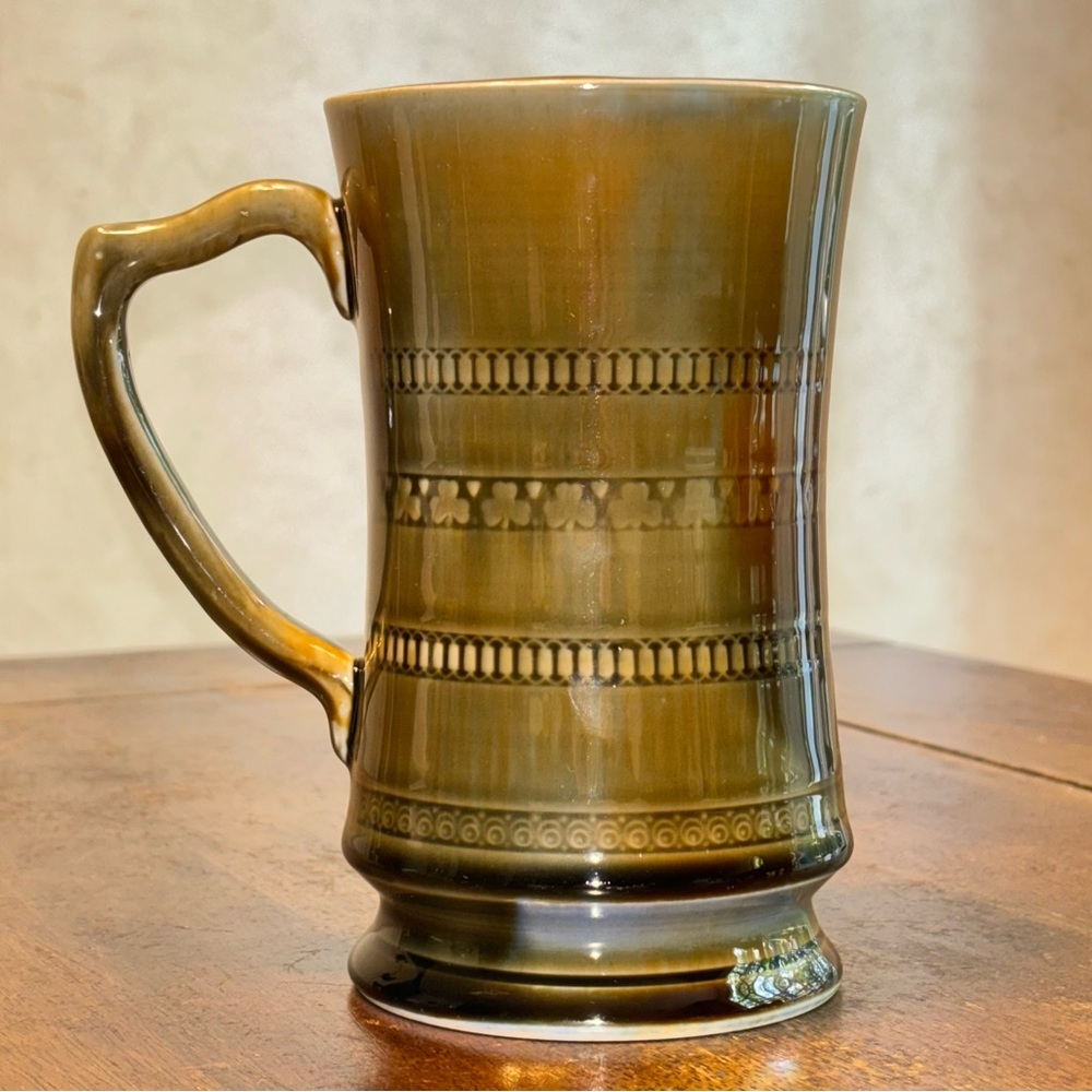 Wade Irish Porcelain Pottery Blue Green Stein Tankard Beer Coffee Shamrock Mug